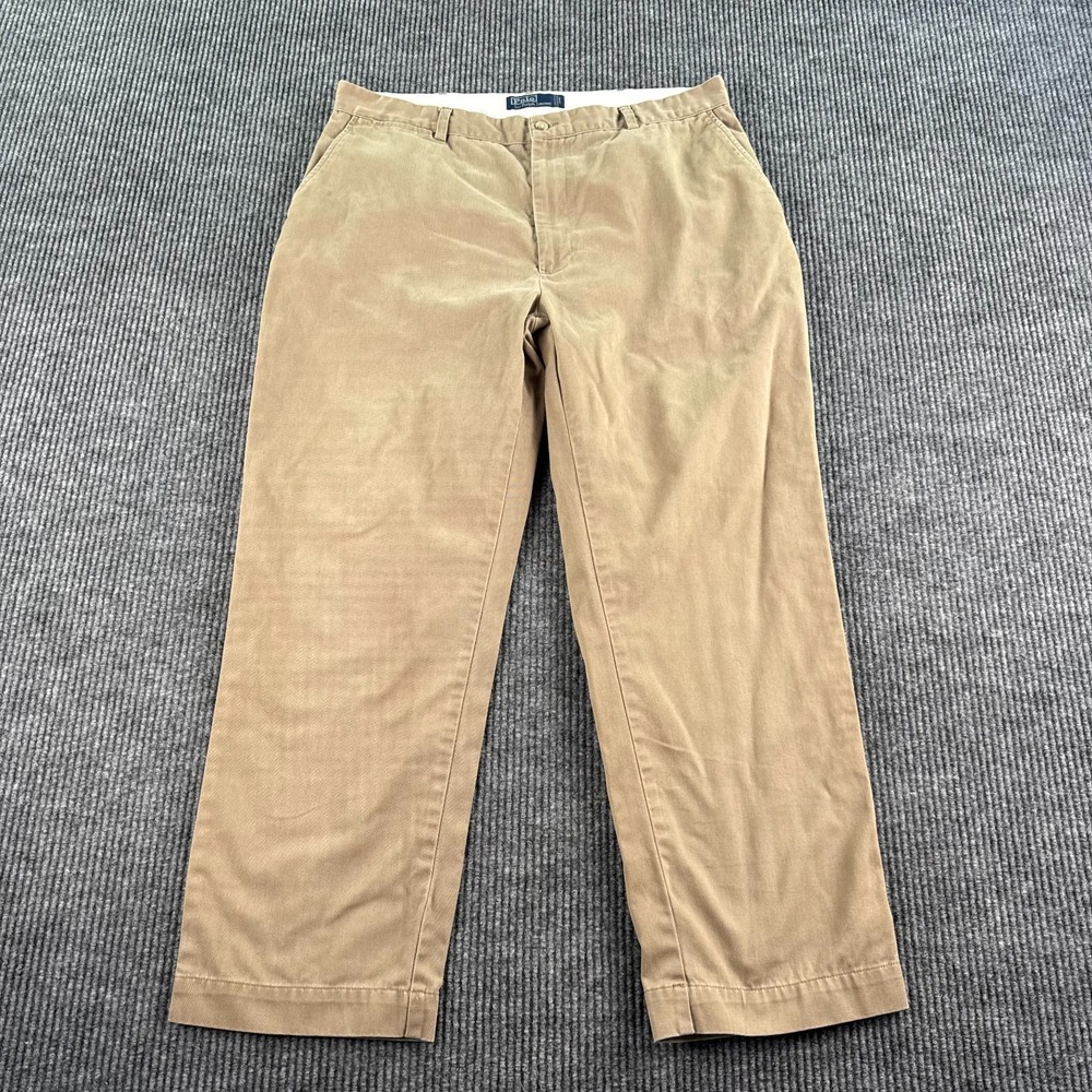 Vintage Polo Ralph Lauren Pants Men 40x30 (38x28) Beige Cotton Straight Chino